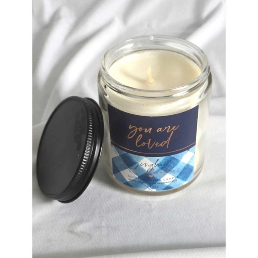 New Bath & Body Works Gingham "You Are Loved" Scented Mason Jar Candle 7oz